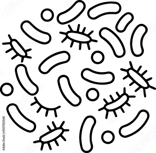 Bacteria outline vector and illustration, coloring book page