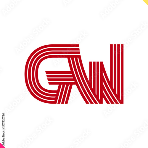 Parallel Line Monogram Initial Logo Logo Letter G and W