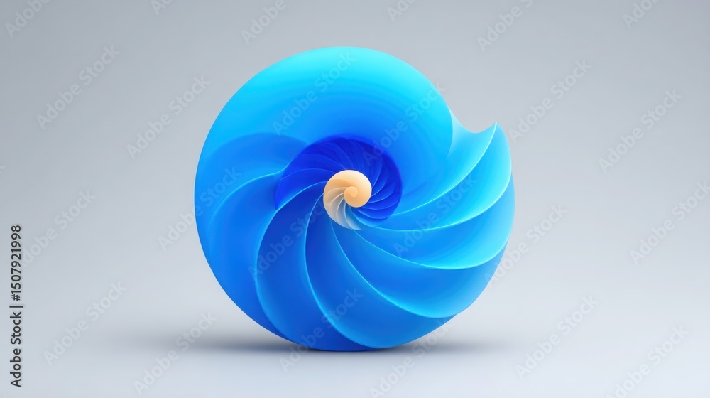 Obraz premium Vibrant blue spiral showcasing artistic design and natural inspiration highlighting color and geometry for aesthetic appeal