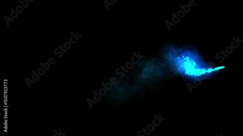 Glowing blue comet streaking through a dark sky, creating a mystical atmosphere at night