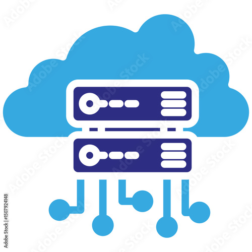 Server solid dual color icon. Simple vector icon design in solid color style. Editable vector format