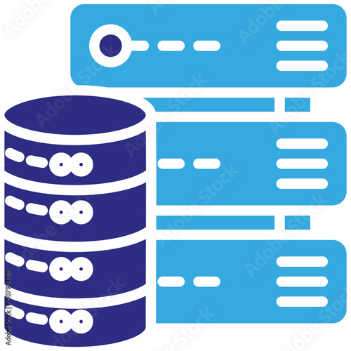 Database solid dual color icon. Simple vector icon design in solid color style. Editable vector format