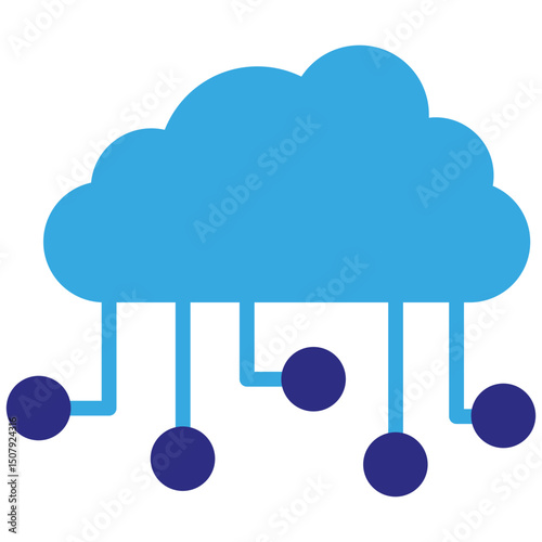 Cloud computing solid dual color icon. Simple vector icon design in solid color style. Editable vector format