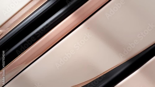 Abstract Close-Up of Black and Rose Gold Accents on a Creamy Surface