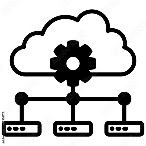 Cloud storage mixed glyph icon. Simple vector icon design in glyph style. Editable vector format
