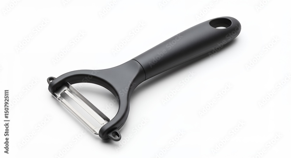 Black vegetable peeler on white background Black vegetable peeler on white background