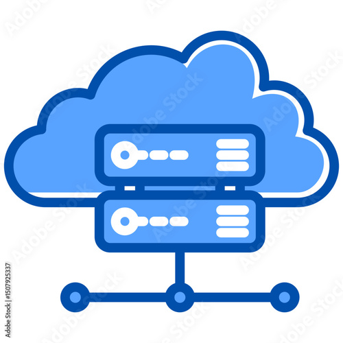 Cloud storage blue color icon. Simple vector icon design in blue color style. Editable vector format