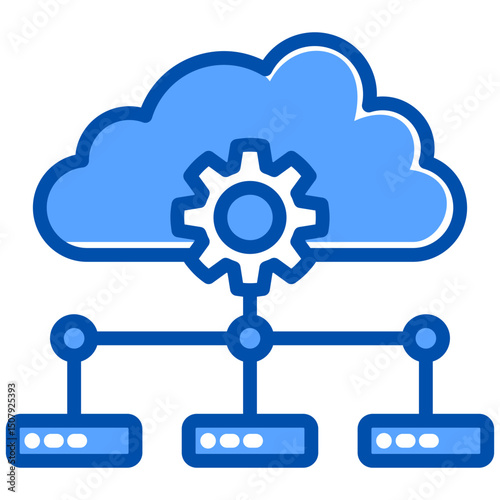 Cloud storage blue color icon. Simple vector icon design in blue color style. Editable vector format