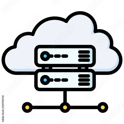Cloud storage lineal color icon. Simple vector icon design in lineal color style. Editable vector format