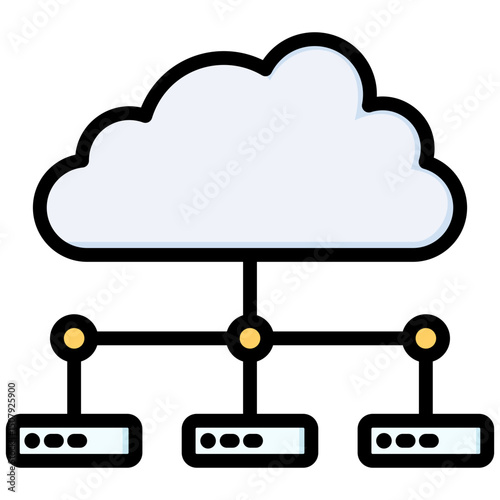 Data center lineal color icon. Simple vector icon design in lineal color style. Editable vector format