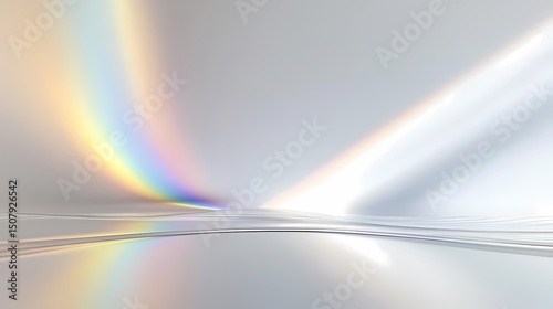 digital technology silver rainbow flowing curve poster background