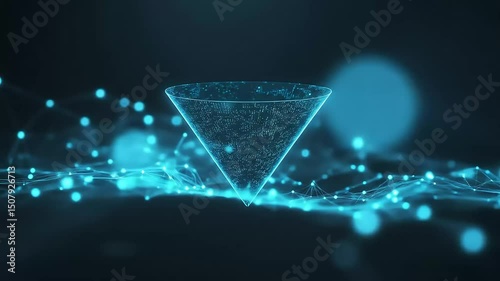 Glowing digital funnel over network mesh