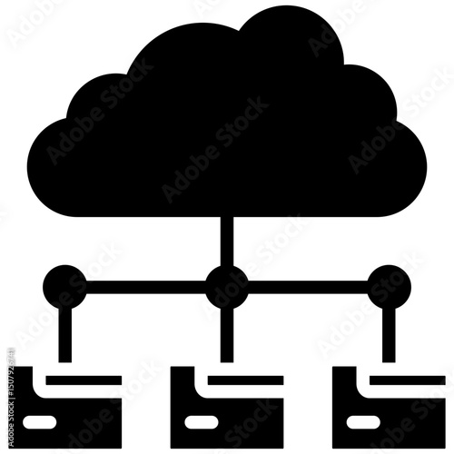 Cloud server gylph icon. Simple vector icon design in gylph style. Editable vector format