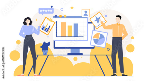 Ideal for corporate reports, financial summaries, marketing strategies, and business pitch decks showcasing data driven insights and performance analysis with visual aids.