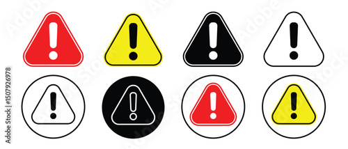 Warning icon. General Warning Attention Sign Alert to Various Safety Hazards. Universal Warning Triangle. Sign for General Hazards and Dangers. Alert for Safety Precautions.