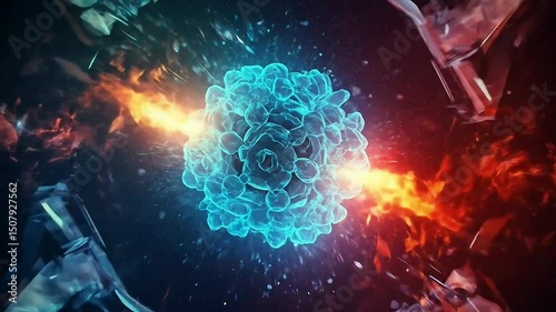 Abstract Futuristic Energy Core with Shards and Flames Visuals 4K Resolution