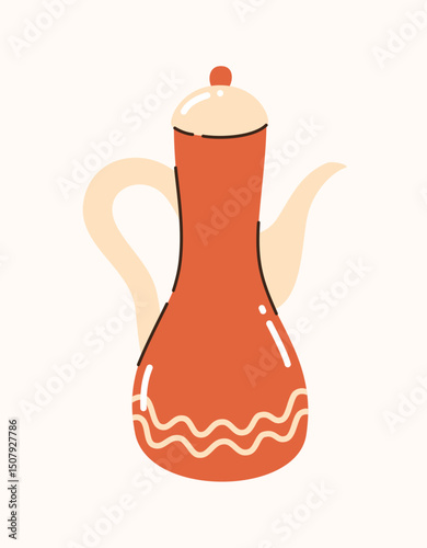 Cute vintage teapot. Flat vector illustration.