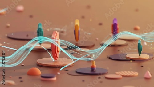 Animated cybersecurity concept with shield icons and digital streams for online protection