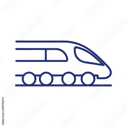 High Speed Train Icon in Minimalist Blue Line Art