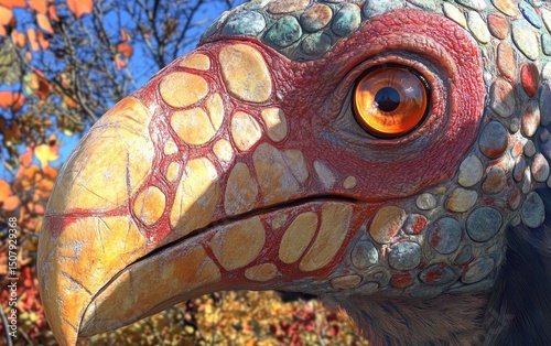 Close-up of a fantastical bird's head