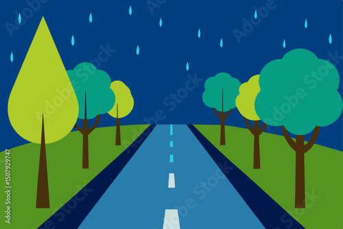 landscape with trees and road