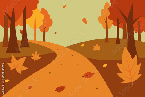 autumn landscape with trees and leaves