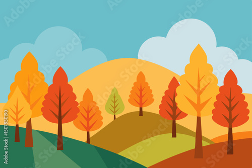 autumn landscape with trees and sky