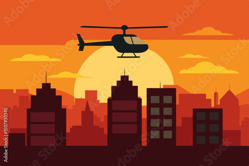 airplane flying over city