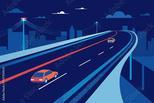 traffic in the city at night