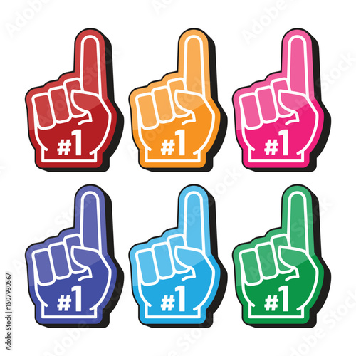 Colorful Fan Foam Fingers Vector Illustration