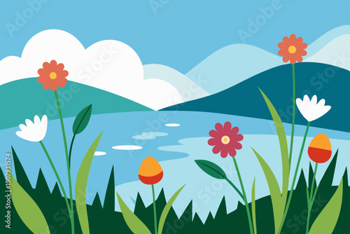 spring meadow with flowers