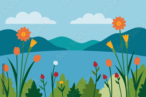 spring landscape with flowers