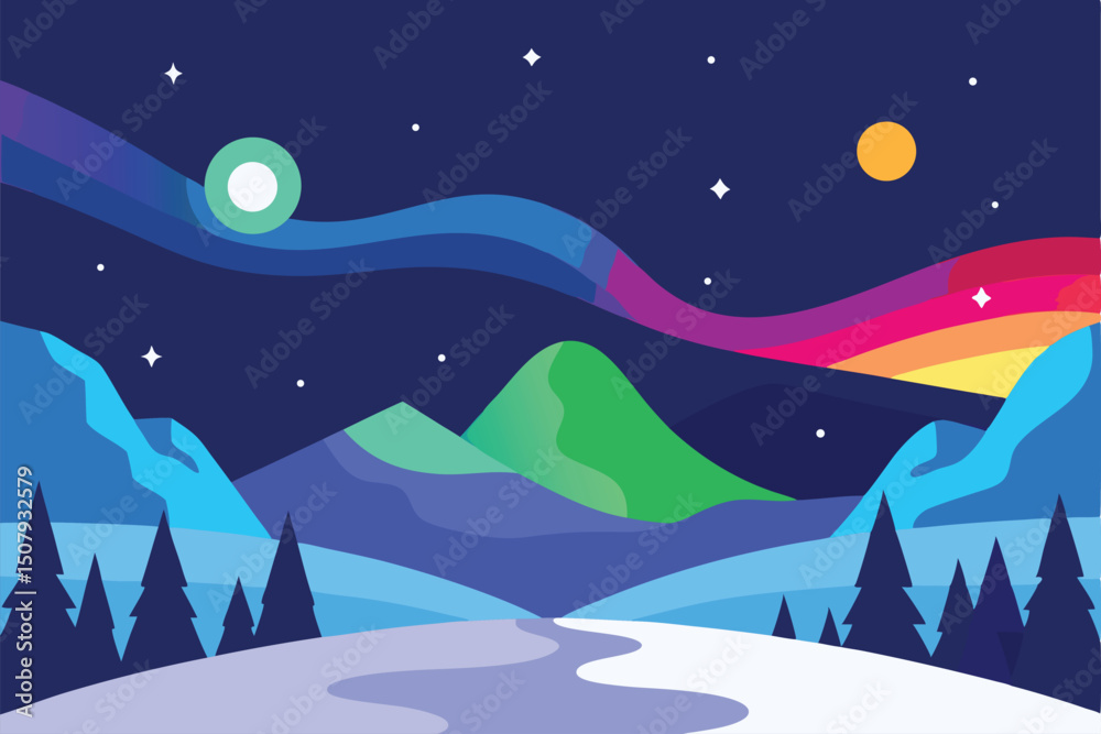 Fototapeta premium winter night landscape