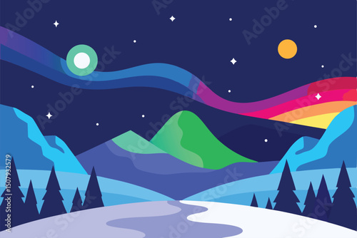 winter night landscape