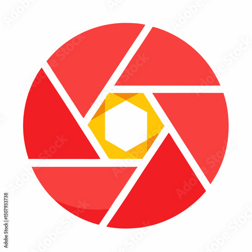 Modern camera shutter vector icon. Use for World Photography Day web designs, infographics, or apparel prints.