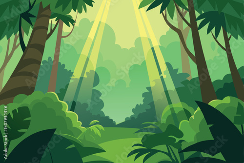 bamboo forest with palm trees