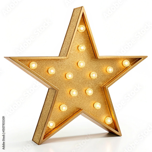 Soft gold star shaped marquee light decor