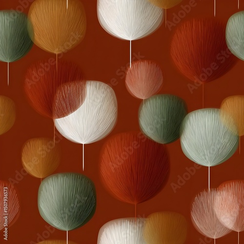 Abstract botanical pattern with colorful foliage on a warm background