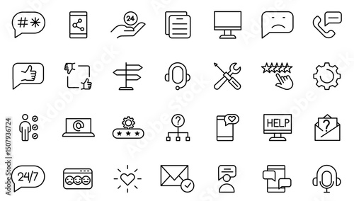Customer service icon set. vector. editable 