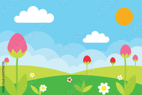 spring landscape with flowers background 