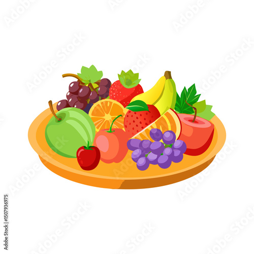 Healthy Food Plate with Fruits, Vegetables