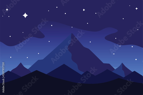 night landscape with stars and mountains