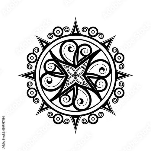 Circular pattern in the form of a mandala Henna tatoo mandala Mehndi style. Decorative pattern in oriental style