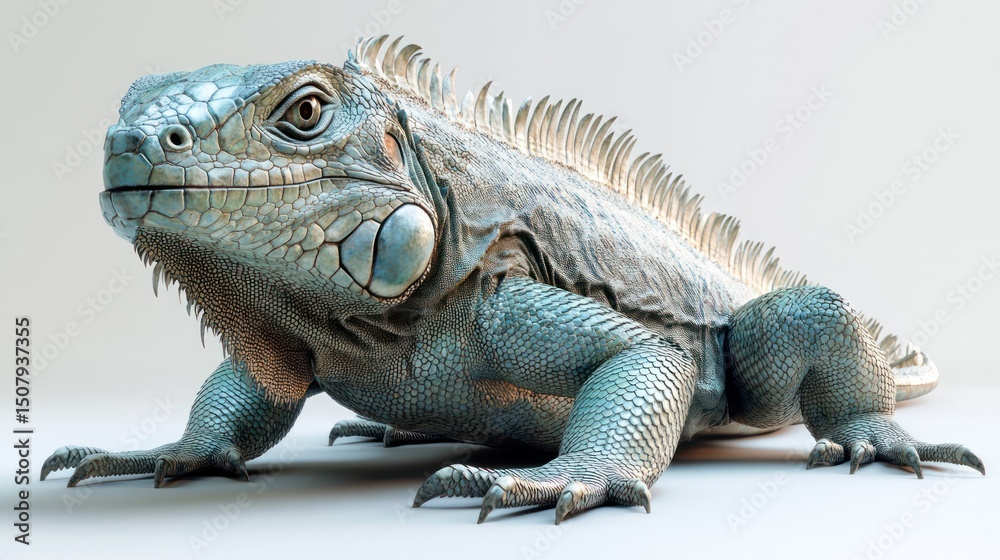 Fototapeta premium 3D Rendered Iguana Against a Light Background