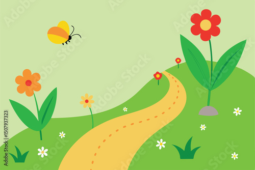 green grass and flowers background 