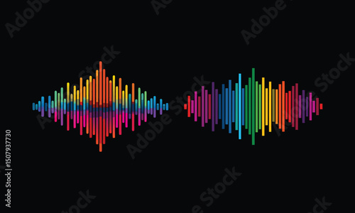 colorful music equalizer with black background.