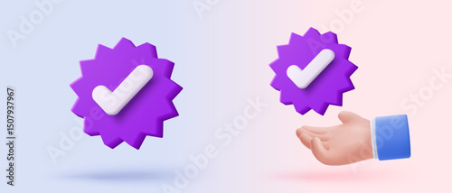 3d check mark sign icon on bubble. check list button best choice for right, success, tick, accept, agree on application. 3d choose correct icon vector with shadow render illustration