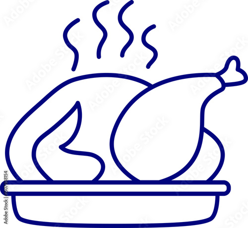 Vector illustration of a chicken roast. Roast turkey, food, vector, transparent background