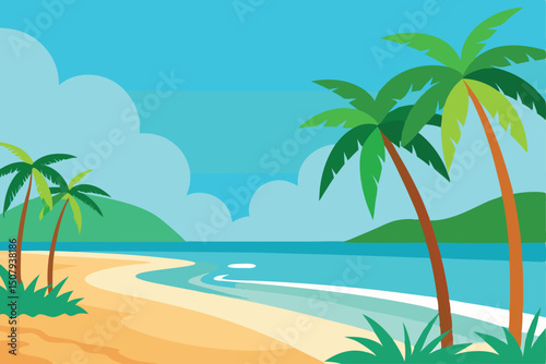 tropical beach with palm trees