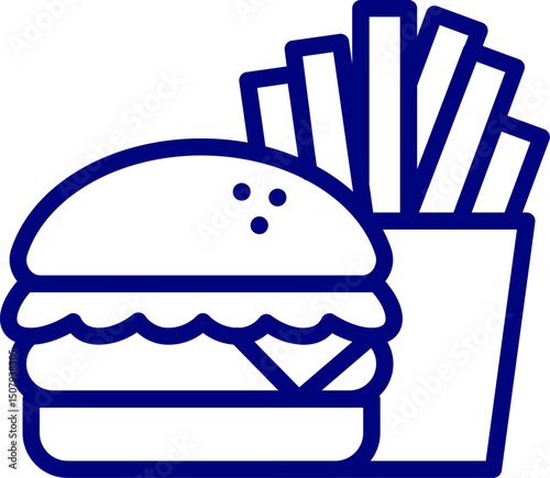 French fries vector illustration. Fast food burger. Burger and fries